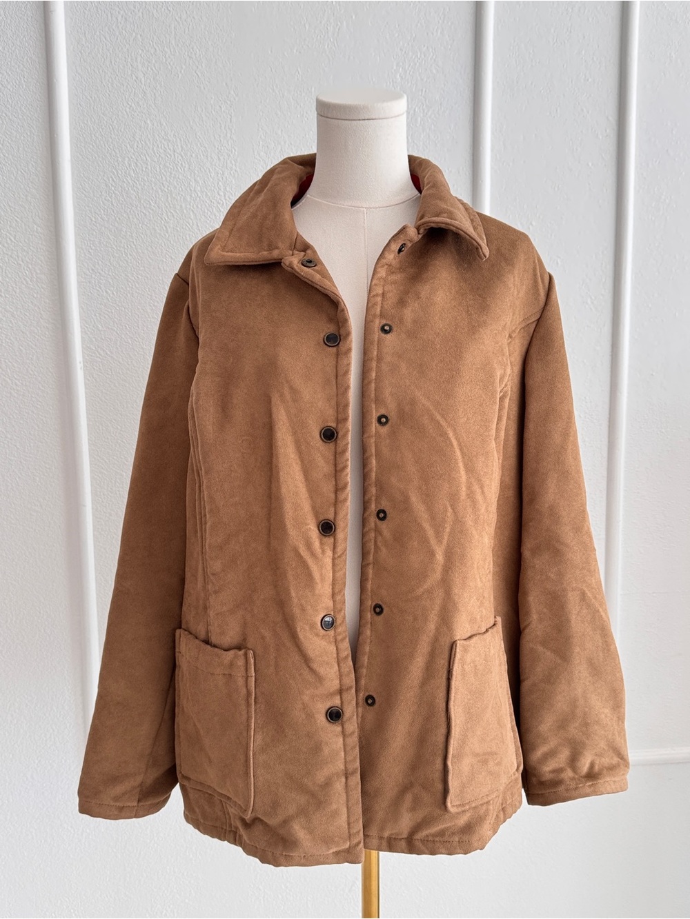 Evan Picone vintage camel Brown microsuede Women's Button-Front barn Jacket coat